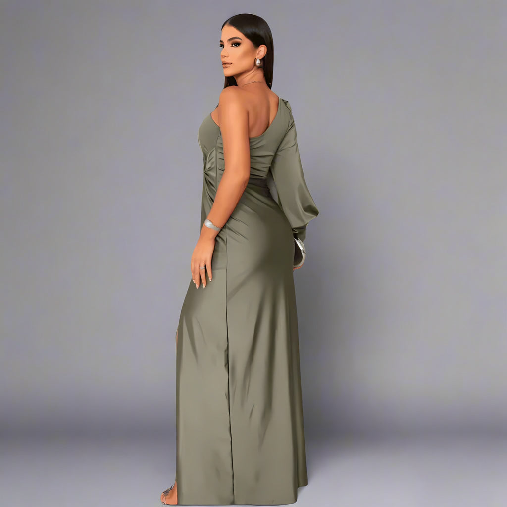 Women's One-Shoulder Front Slit Maxi Dress — view 5