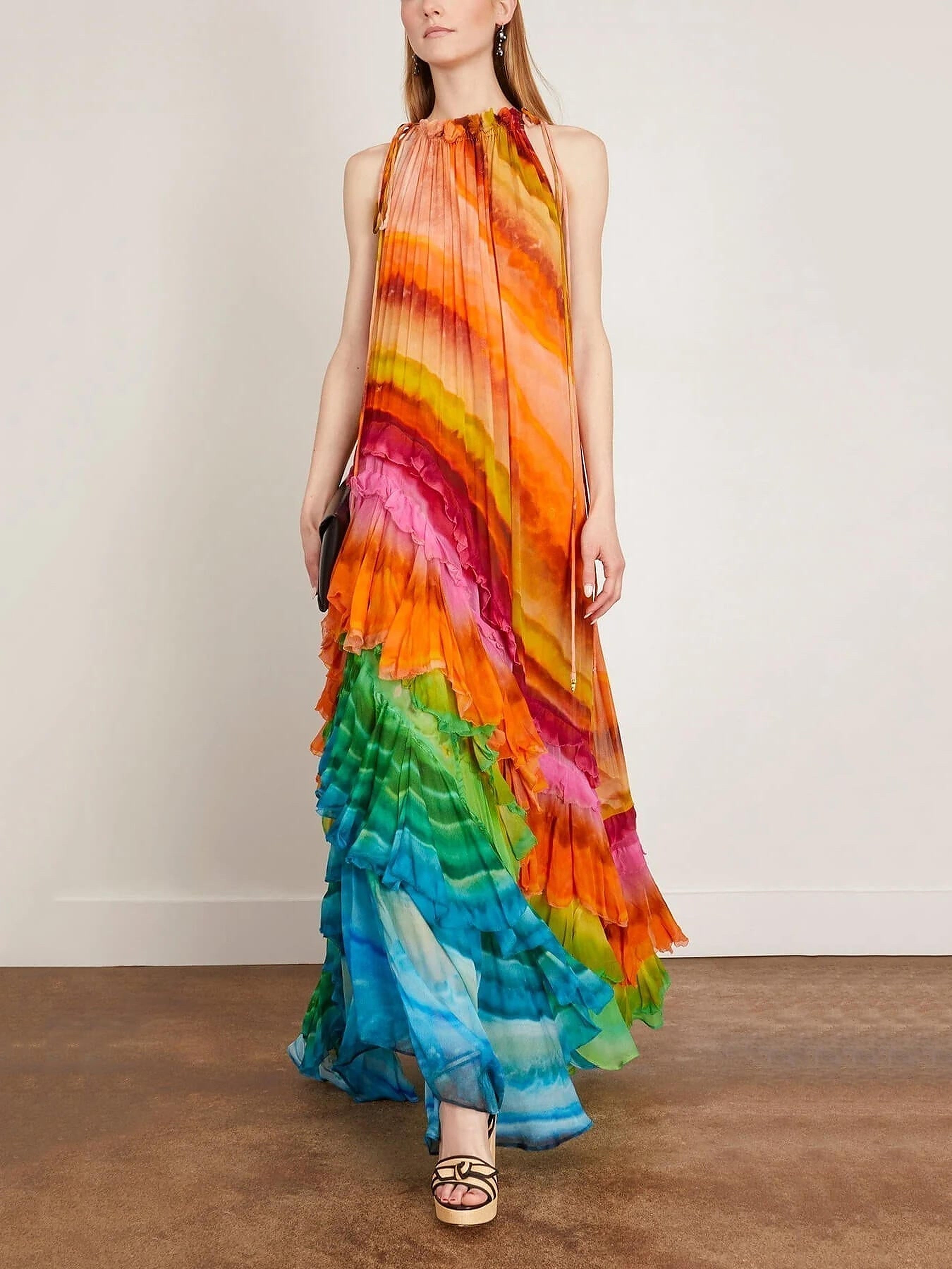 Women's Ruffle Sleeveless Halter Maxi Dress — view 2