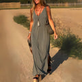 Women's Sleeveless V-Neck Side Slit Maxi Dress — view 1