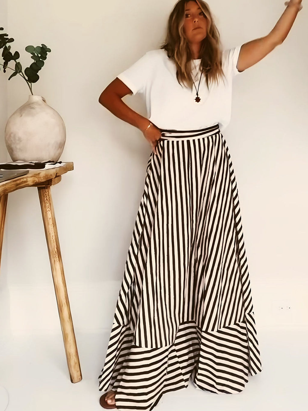 Women's Strapless Striped Maxi Dress — view 3