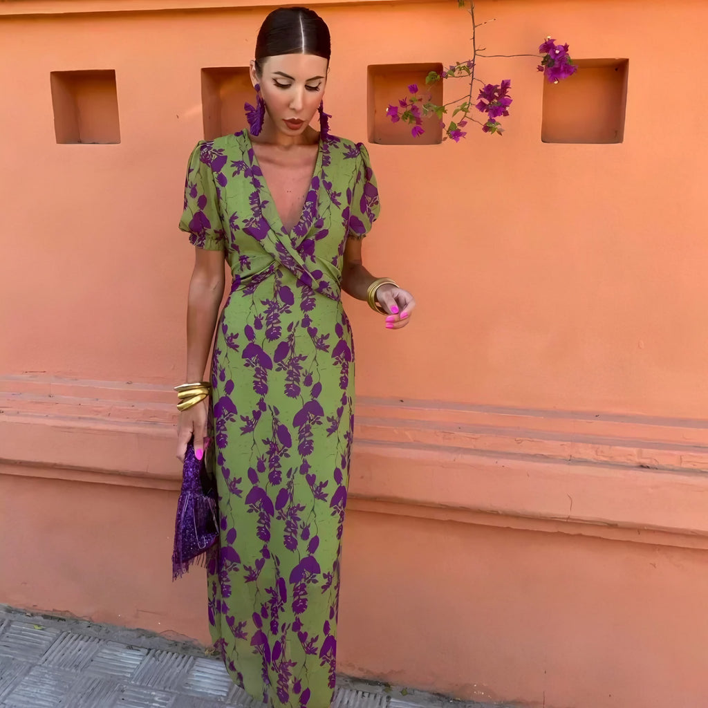 Women's V-Neck Floral Wrap Maxi Dress — view 1