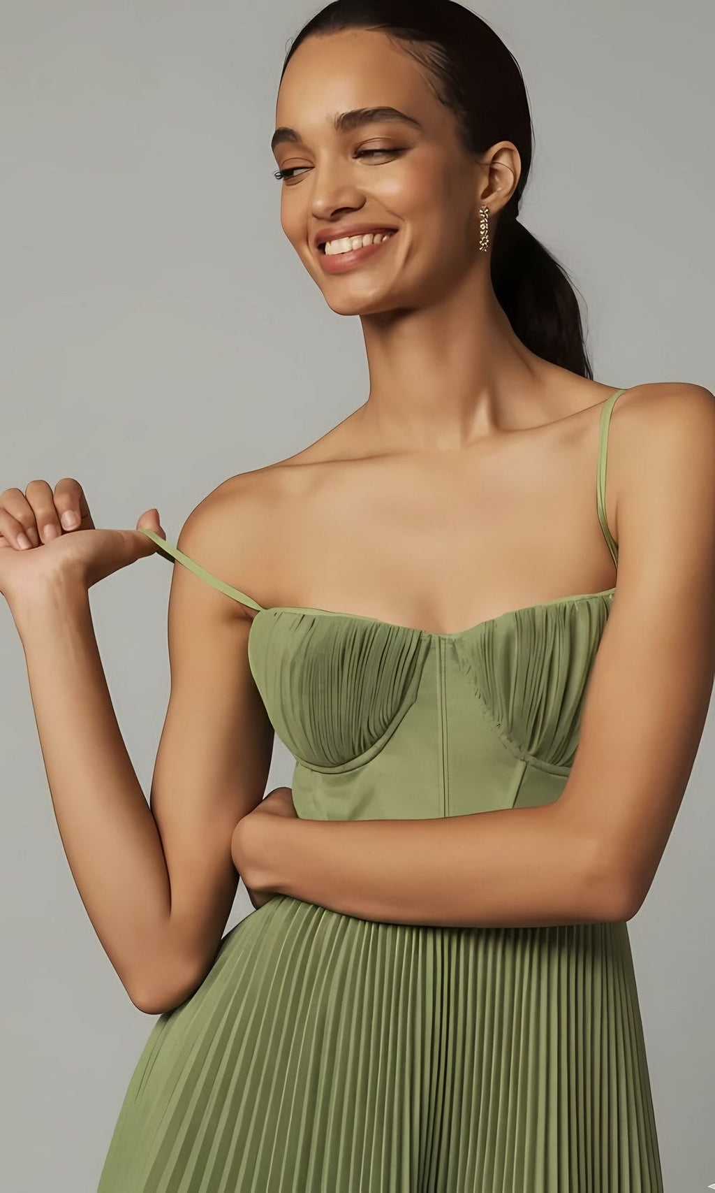 Women's Corset Top Pleated Maxi Dress — view 3