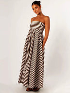 Women's Strapless Striped Maxi Dress — view 1