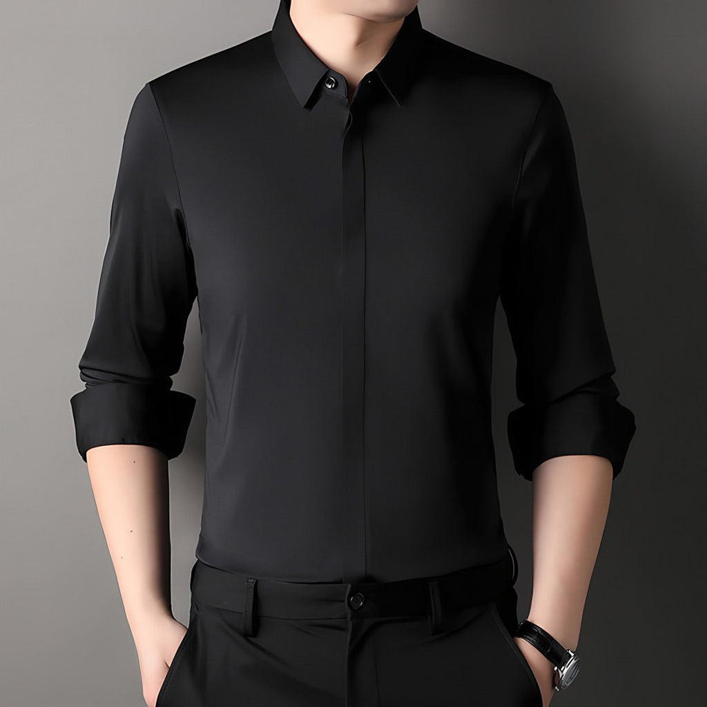 Men's Long Sleeve Johnny Collar Shirt — view 2