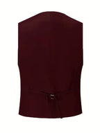 Erasmus | Men's Slim Fit Double-Breasted Three-Piece Suit Set with Waistcoat
