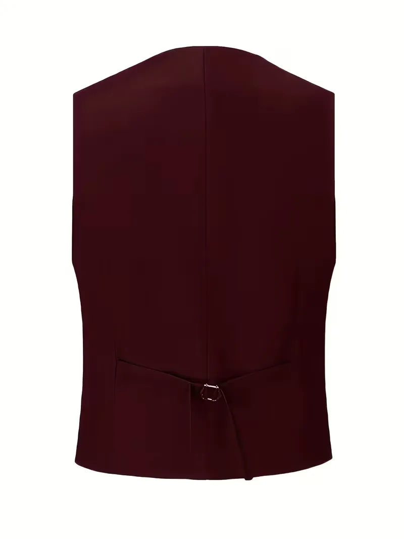 Erasmus | Men's Slim Fit Double-Breasted Three-Piece Suit Set with Waistcoat