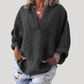 Solène | Women’s Linen Long Sleeve Blouse — TOPNEWPLACE