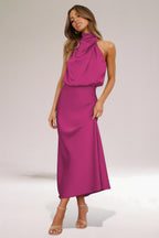 Women's Blouson Halter Neck Maxi Dress — view 5
