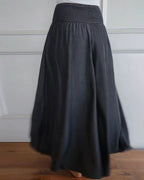 Coleen | Women’s Shirred Waist Chambray Skirt-Style Pants — TOPNEWPLACE (view 5)