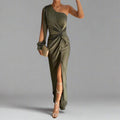 Women's One-Shoulder Front Slit Maxi Dress — view 1