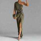 Women's One-Shoulder Front Slit Maxi Dress — view 1