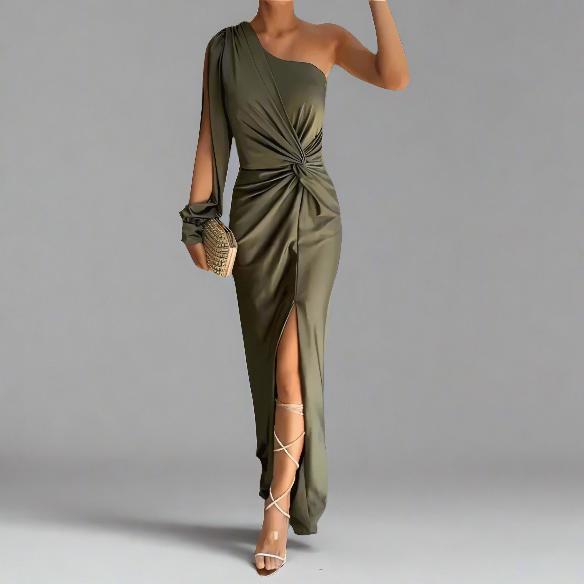 Women's One-Shoulder Front Slit Maxi Dress — view 1