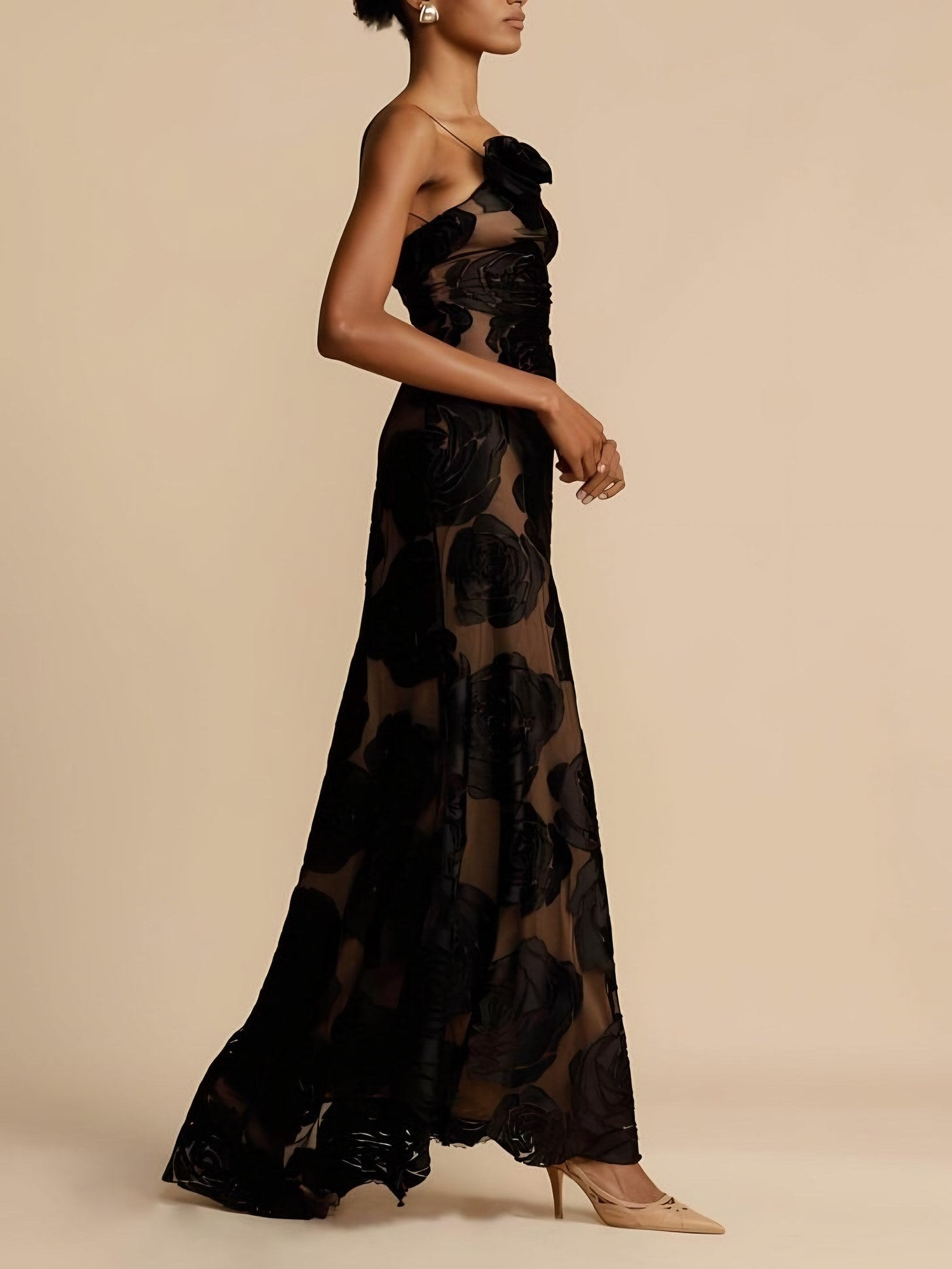 Women's One-Shoulder Floral Maxi Dress — view 4