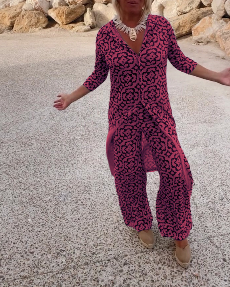 Gavriella | Women’s Geometric V-Neck Two-Piece Set — TOPNEWPLACE (view 10)