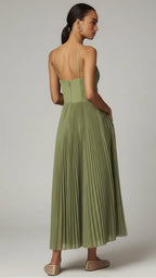 Women's Corset Top Pleated Maxi Dress — view 2