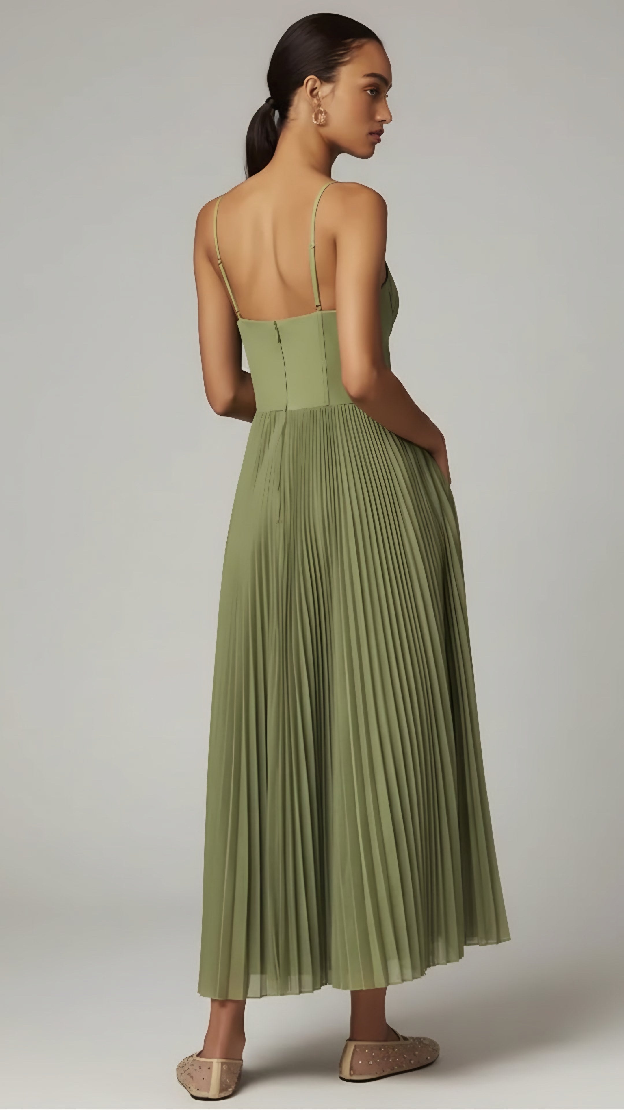 Women's Corset Top Pleated Maxi Dress — view 2