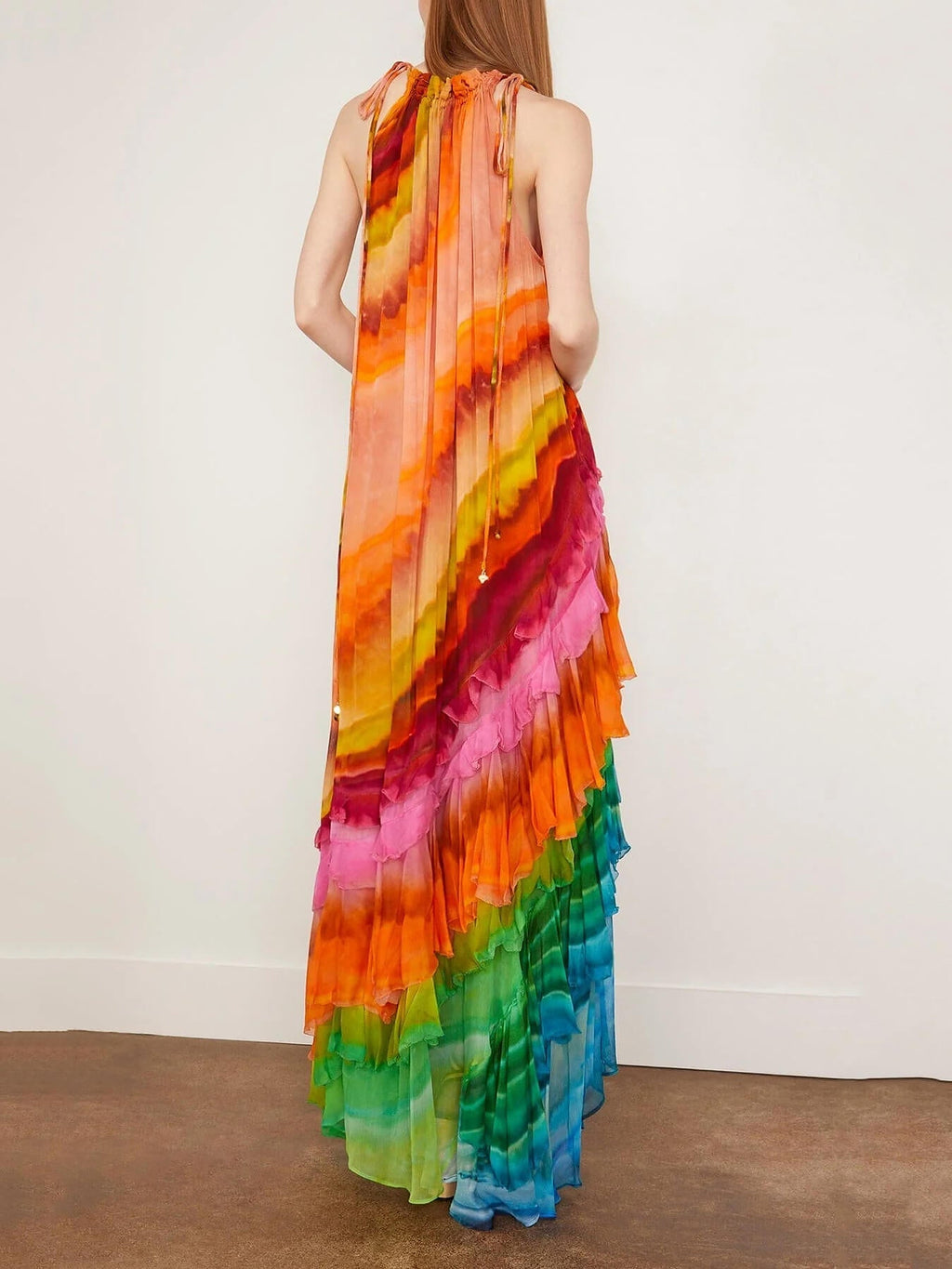 Women's Ruffle Sleeveless Halter Maxi Dress — view 3