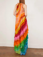 Women's Ruffle Sleeveless Halter Maxi Dress — view 3