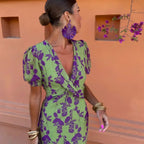 Women's V-Neck Floral Wrap Maxi Dress — view 3