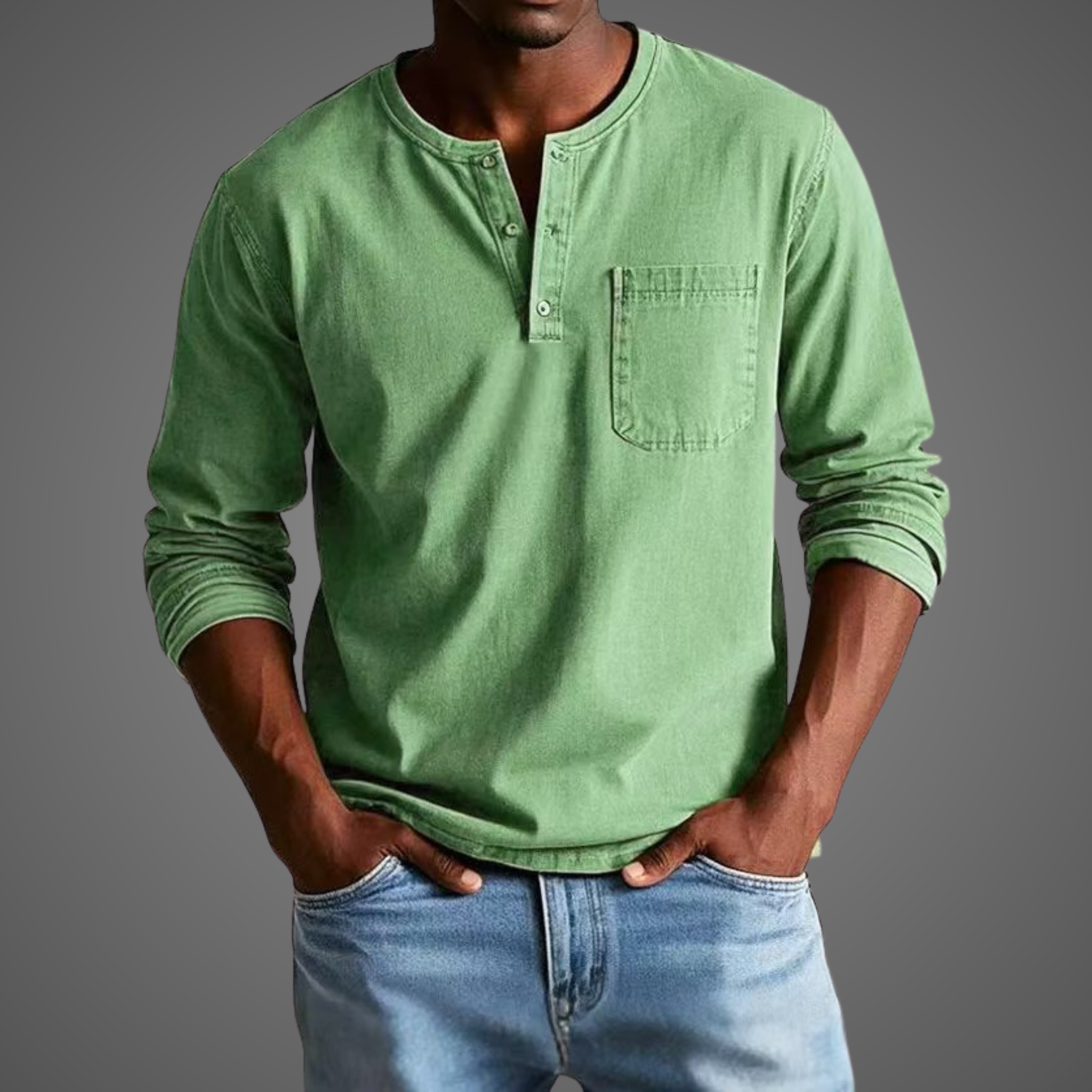 Men's Long Sleeve Henley Shirt — view 6
