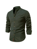 Kasimir | Men's Linen Shirt with Long Sleeves and Stand Collar