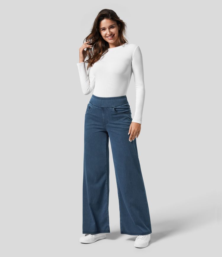 Gineva | Women’s High-Rise Flare Denim Pants — TOPNEWPLACE (view 2)