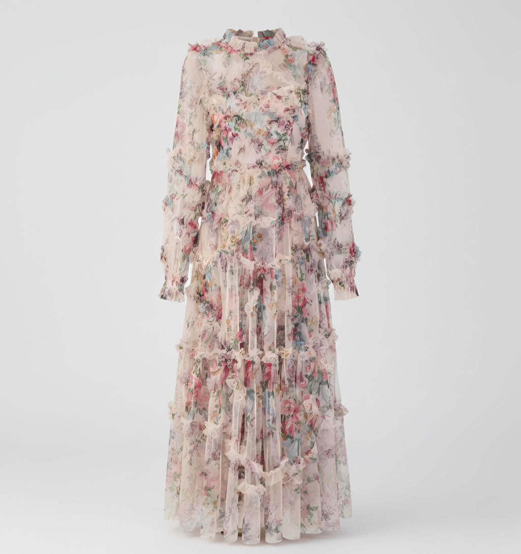 Women's Floral Mock Neck Maxi Dress — view 4