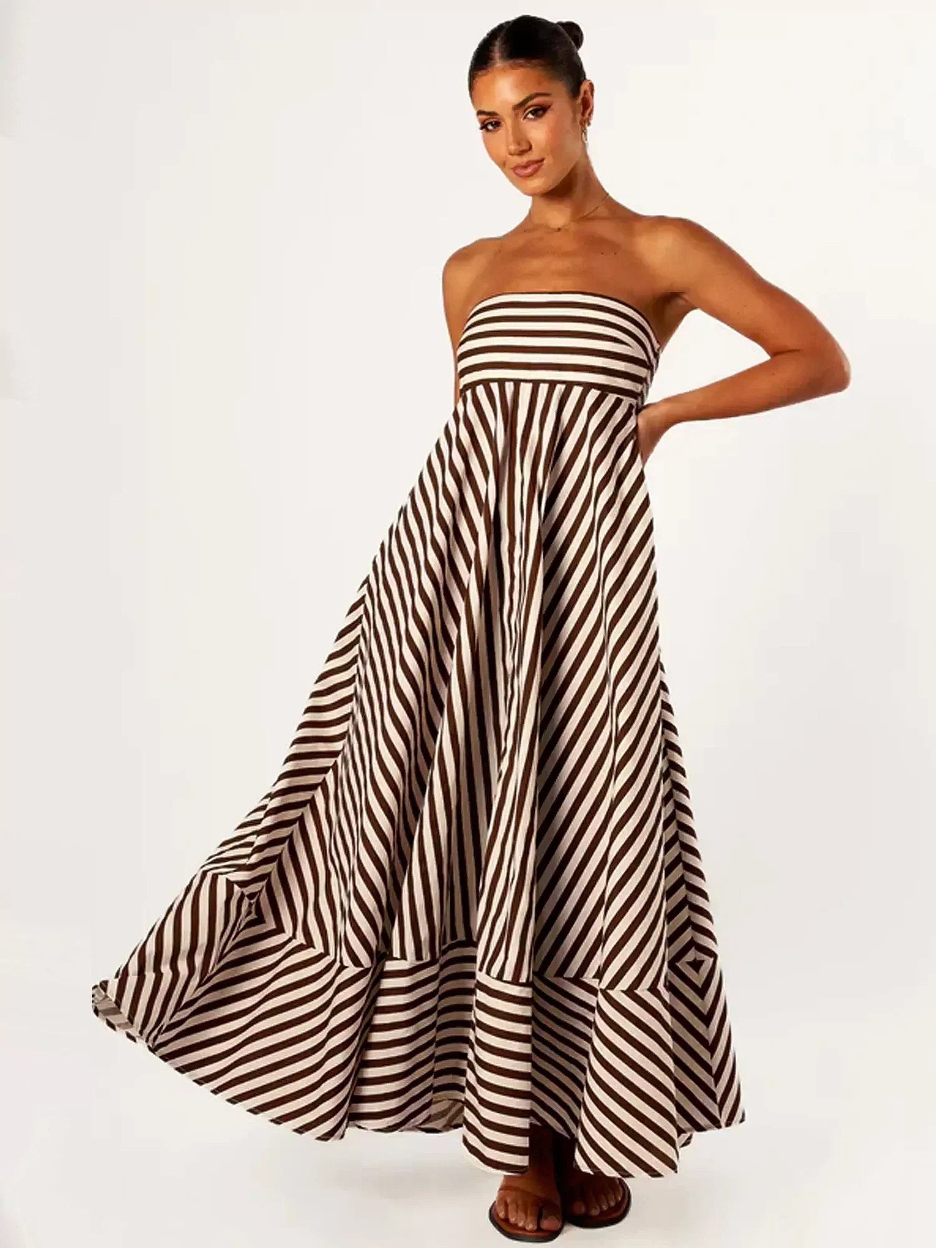 Women's Strapless Striped Maxi Dress — view 4
