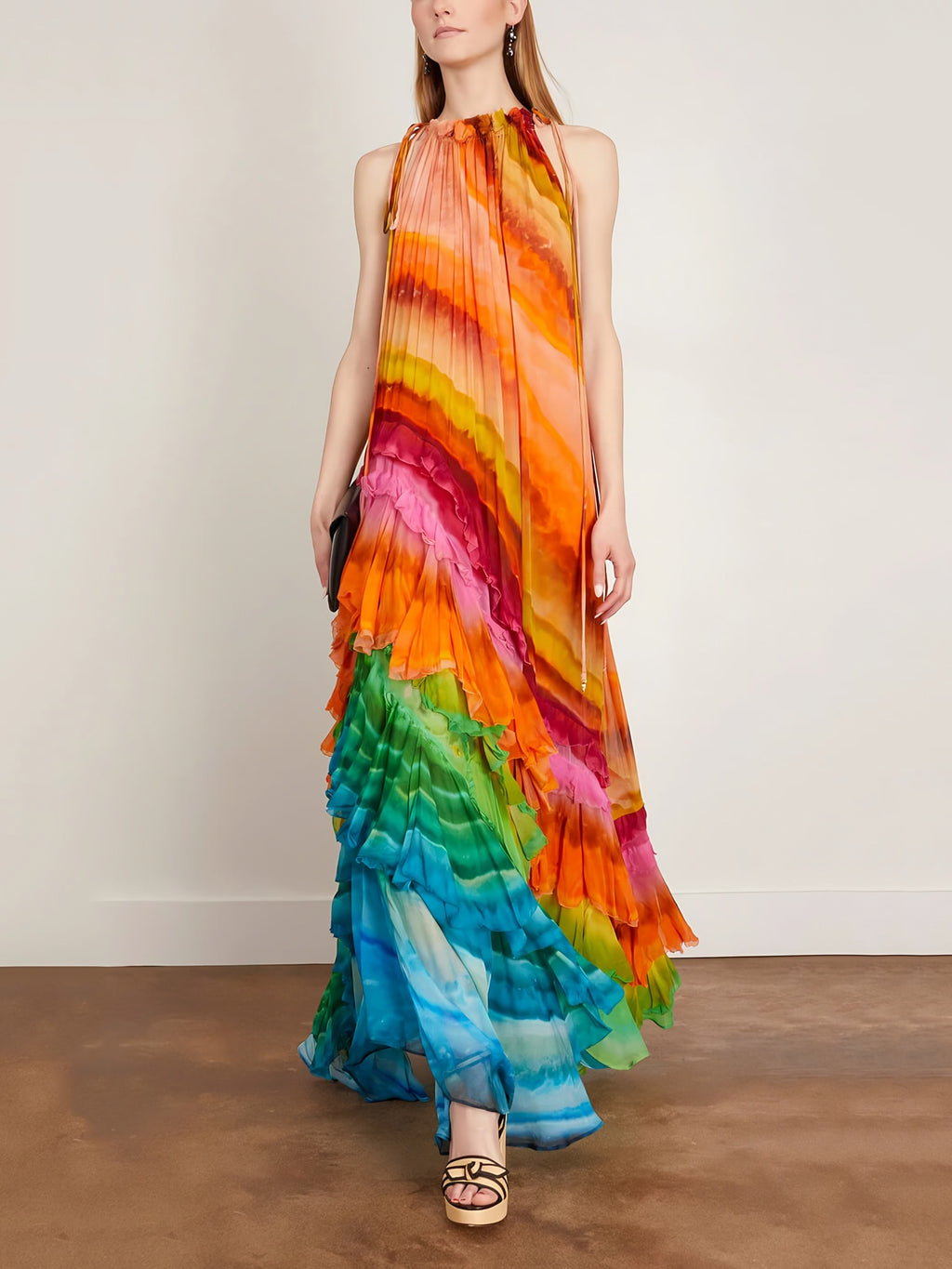 Women's Ruffle Sleeveless Halter Maxi Dress — view 4
