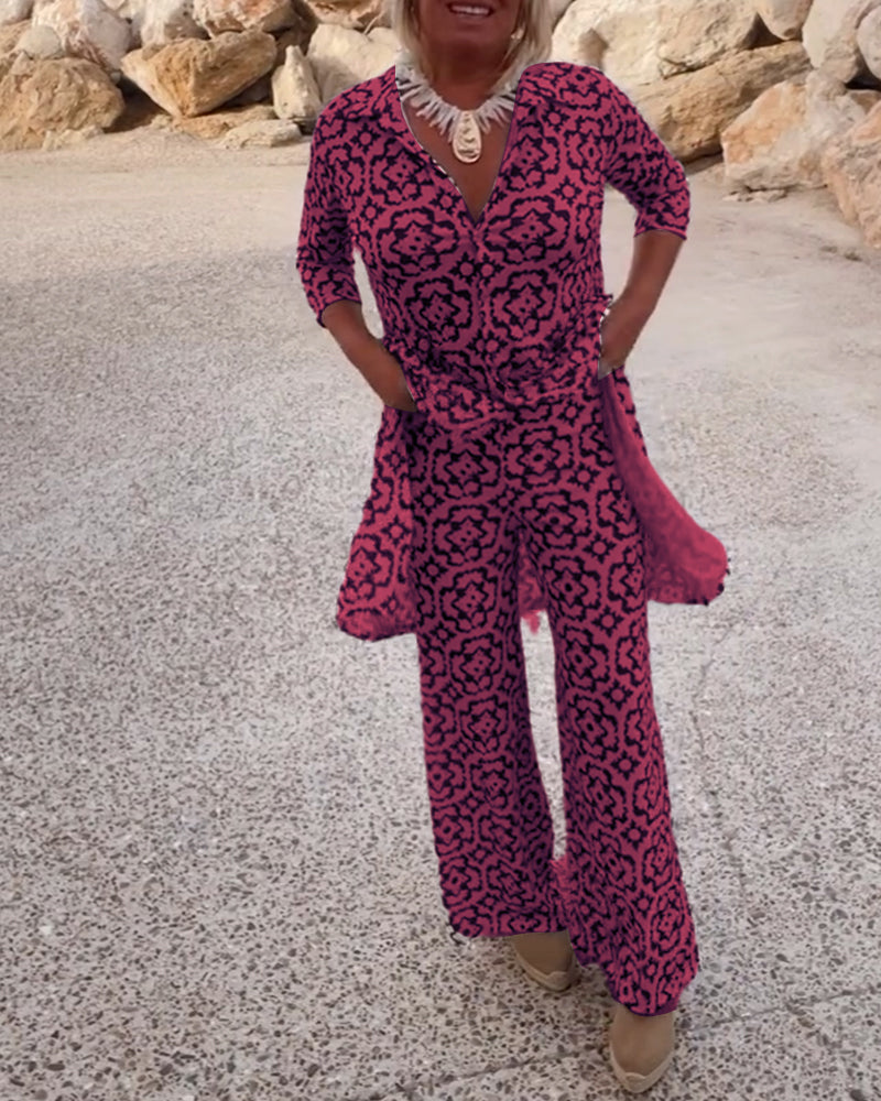 Gavriella | Women’s Geometric V-Neck Two-Piece Set — TOPNEWPLACE (view 11)