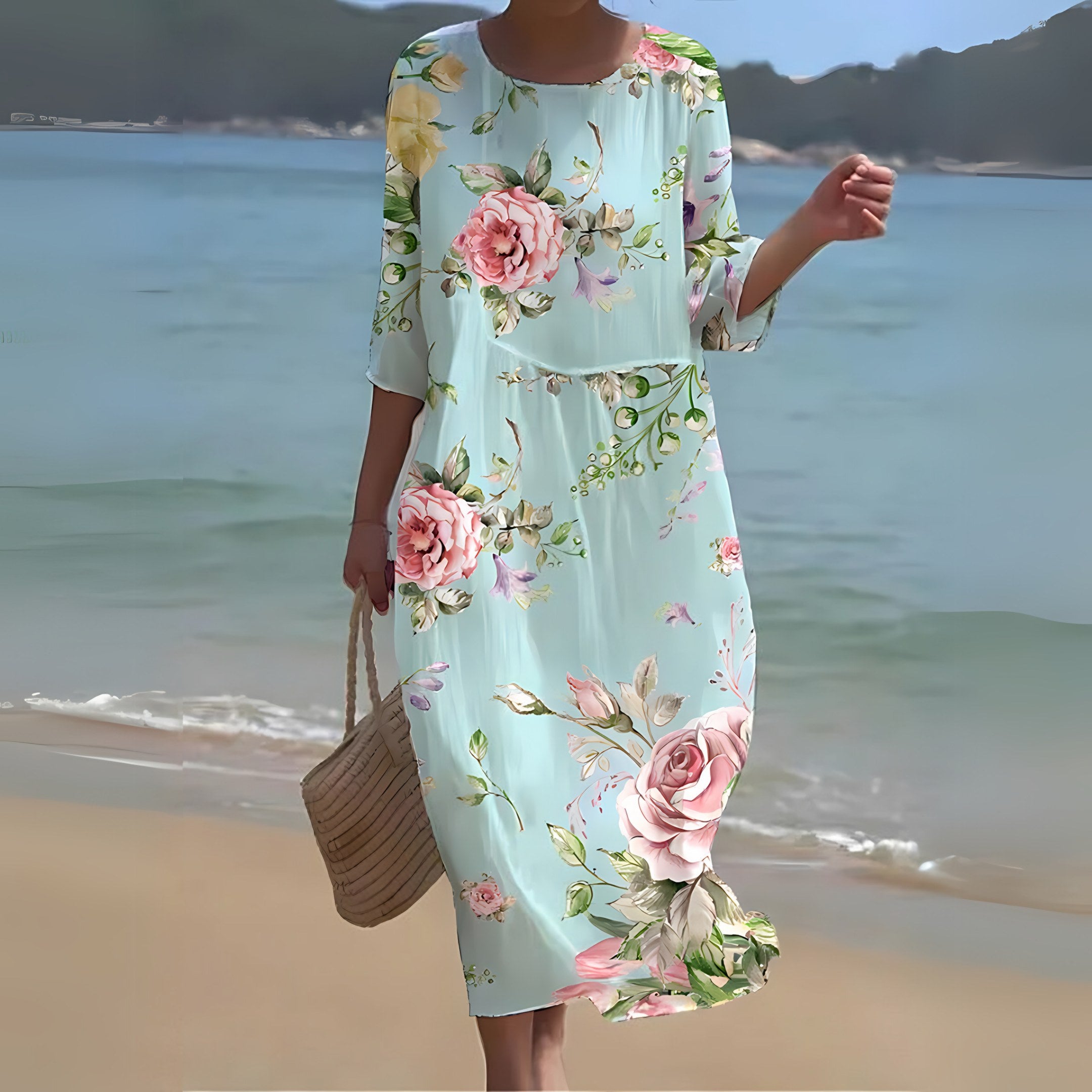 Women's Long Sleeve Caftan Maxi Dress — view 1