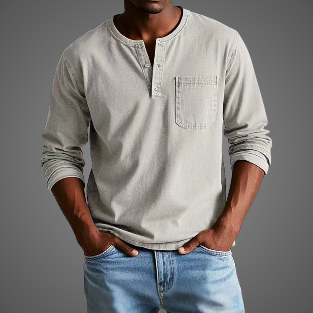 Men's Long Sleeve Henley Shirt — view 3