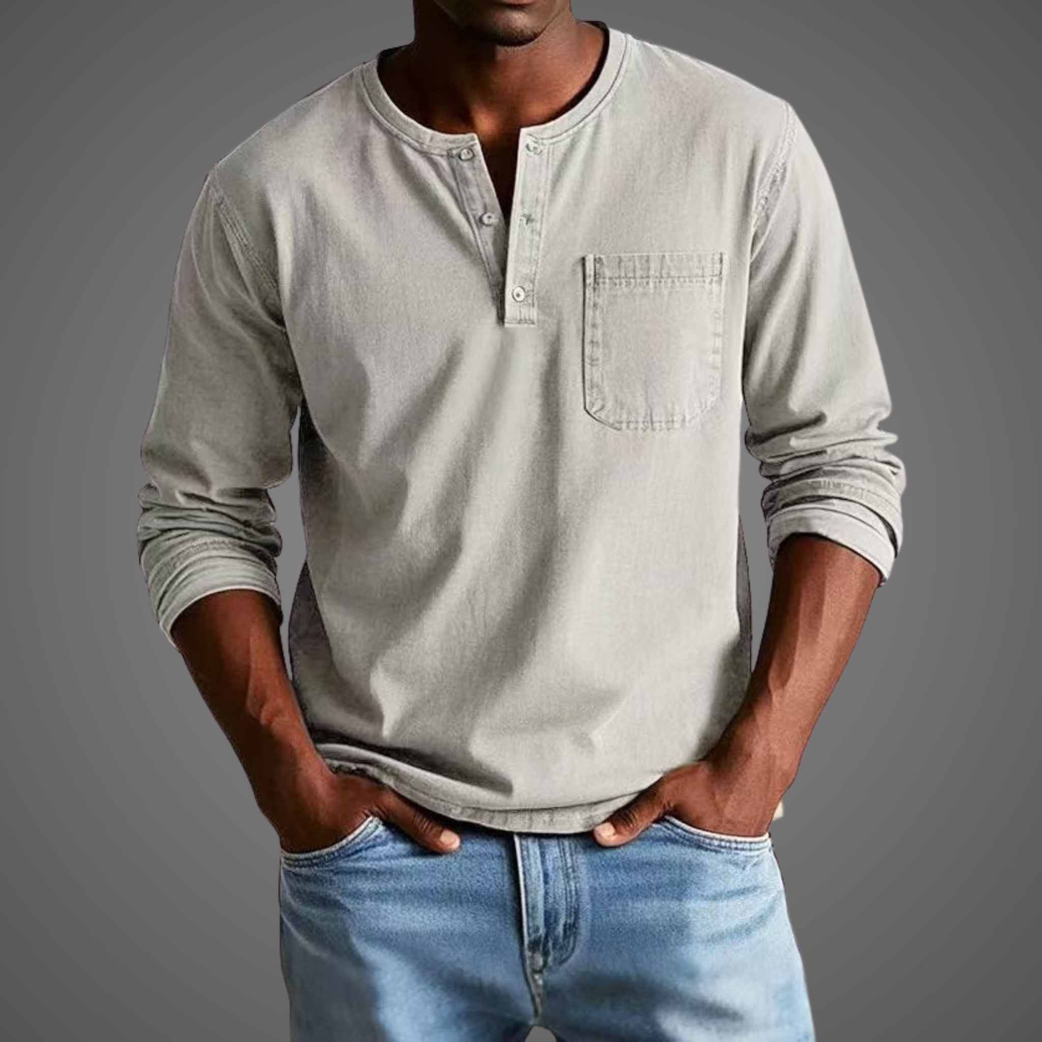 Men's Long Sleeve Henley Shirt — view 3