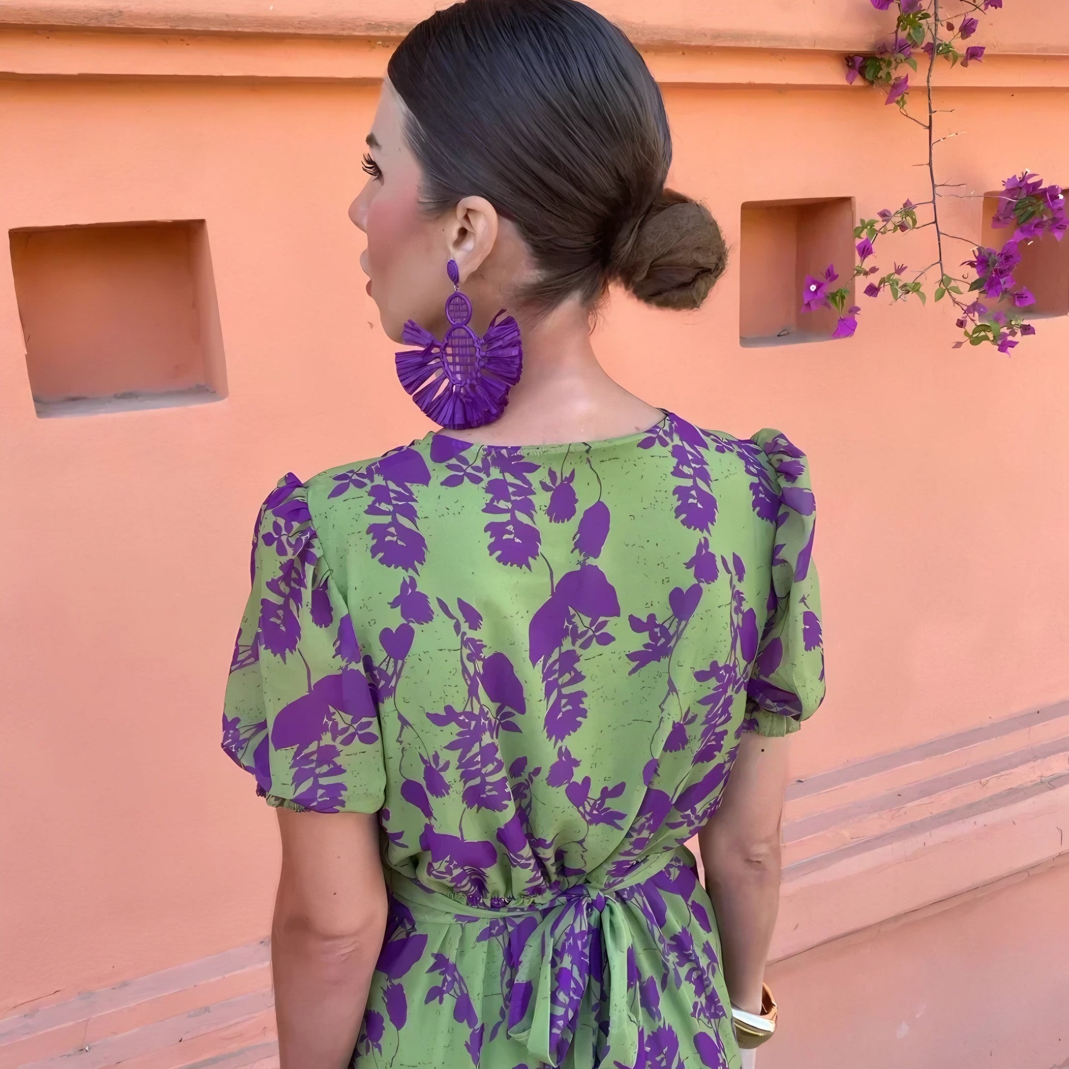 Women's V-Neck Floral Wrap Maxi Dress — view 4