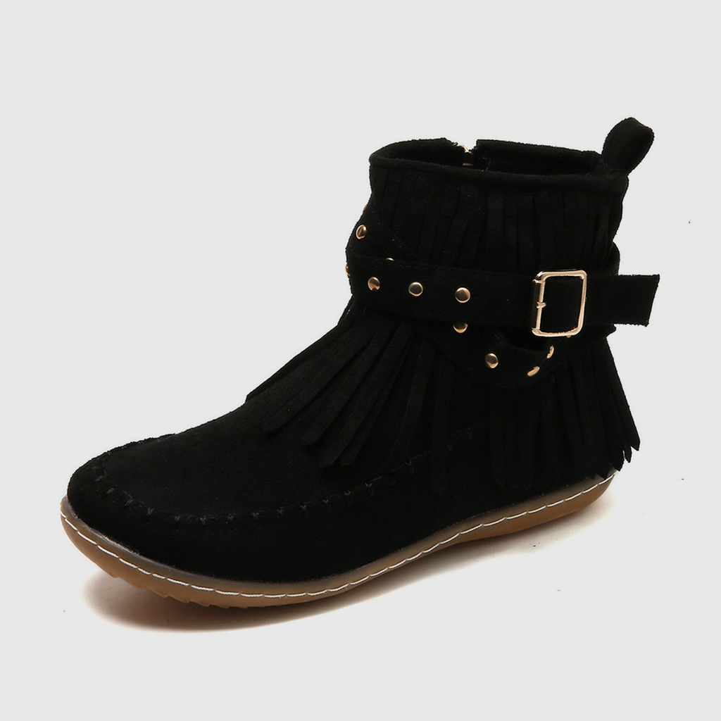 Leontina | Women’s Ankle Fringe Flat Boots