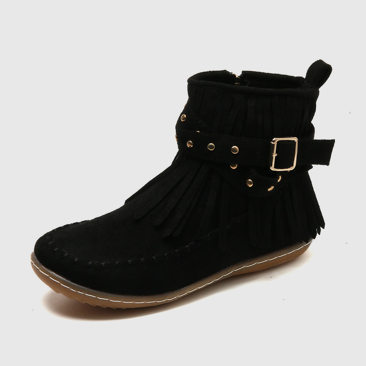 Leontina | Women’s Ankle Fringe Flat Boots