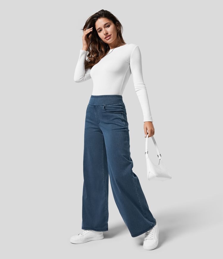 Gineva | Women’s High-Rise Flare Denim Pants — TOPNEWPLACE (view 6)