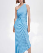 Women's One-Shoulder Pleated Maxi Dress — view 12