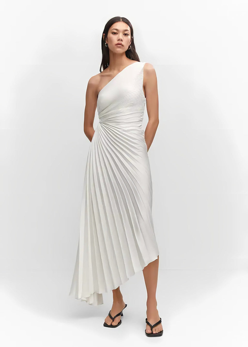 Women's One-Shoulder Pleated Maxi Dress — view 5