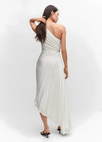 Women's One-Shoulder Pleated Maxi Dress — view 4