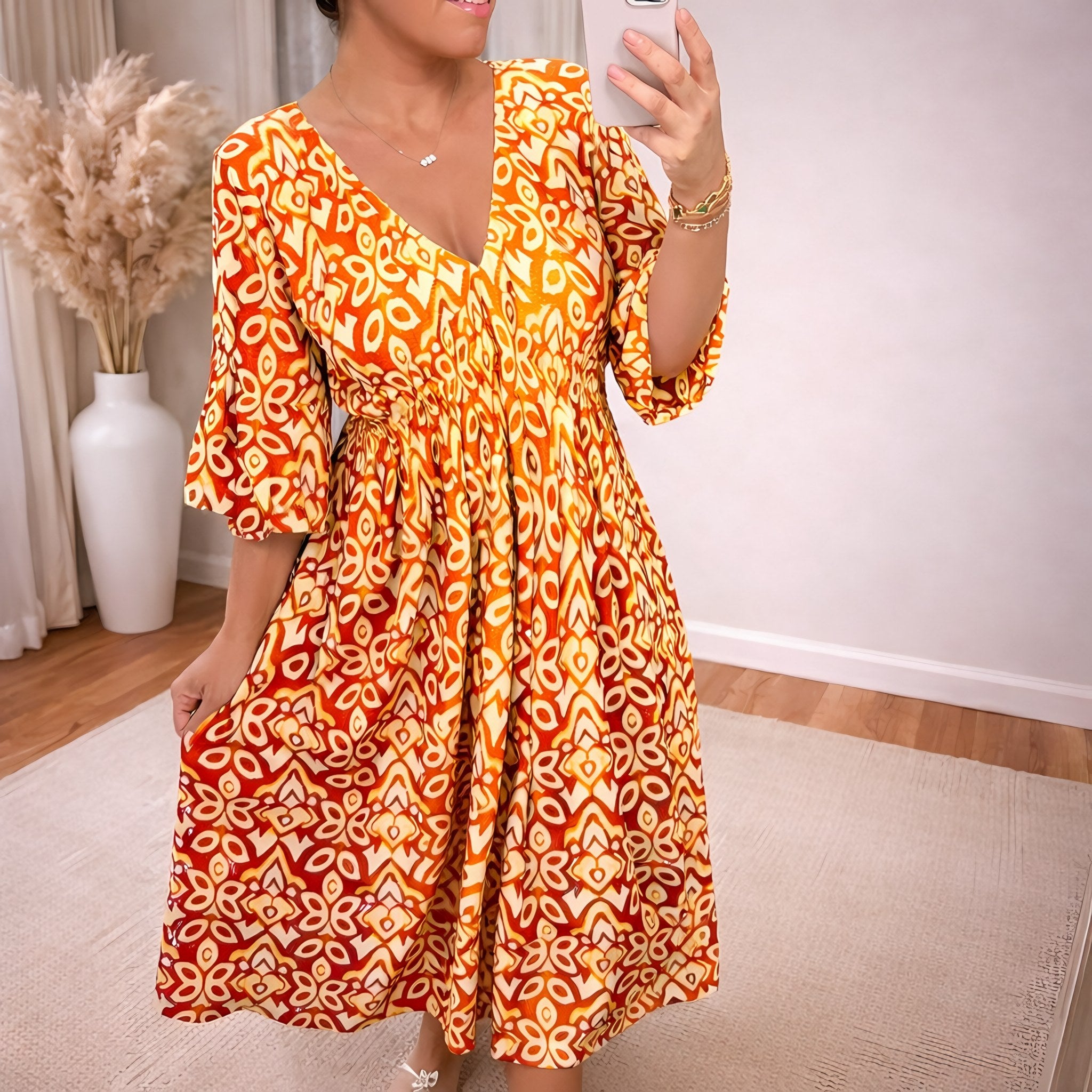 Women's A-Line V-Neck Maxi Dress — view 6