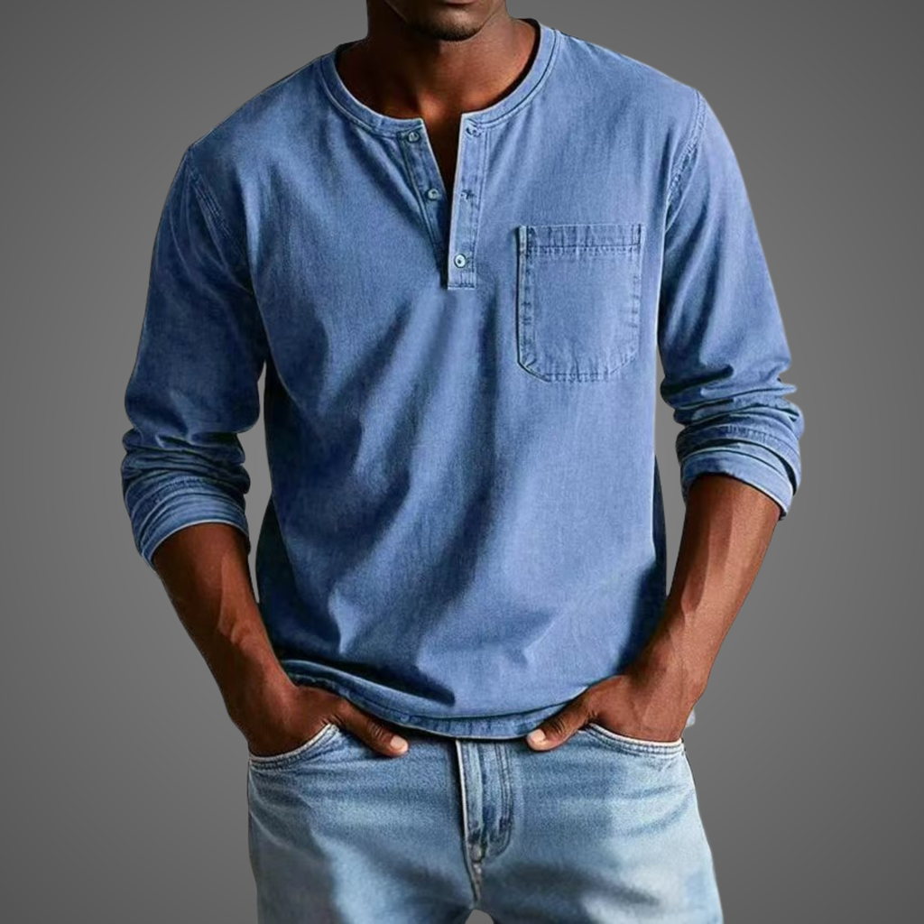 Men's Long Sleeve Henley Shirt — view 5