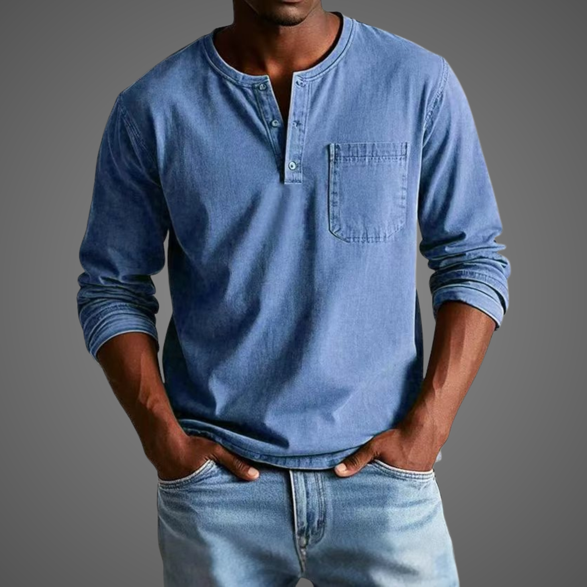 Men's Long Sleeve Henley Shirt — view 5