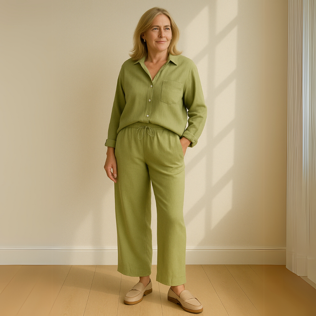 Floriana | Women’s Linen Wide Leg Outfit Set — TOPNEWPLACE