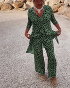 Gavriella | Women’s Geometric V-Neck Two-Piece Set — TOPNEWPLACE (view 8)