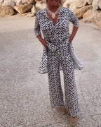 Gavriella | Women’s Geometric V-Neck Two-Piece Set — TOPNEWPLACE (view 3)