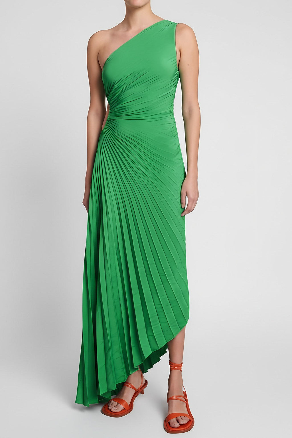 Women's One-Shoulder Pleated Maxi Dress — view 8