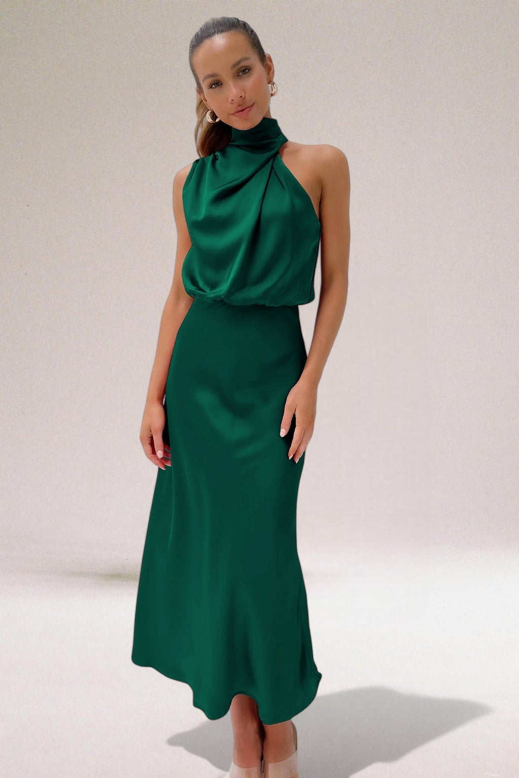 Women's Blouson Halter Neck Maxi Dress — view 6