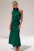 Women's Blouson Halter Neck Maxi Dress — view 6