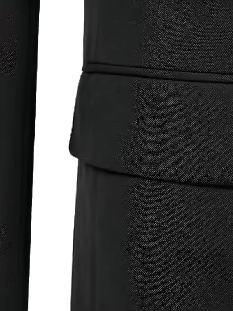 Erasmus | Men's Slim Fit Double-Breasted Three-Piece Suit Set with Waistcoat